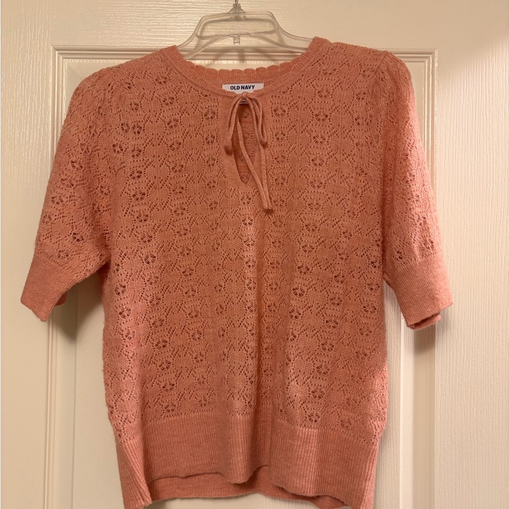 Old Navy Coral Lace Knit Blouse